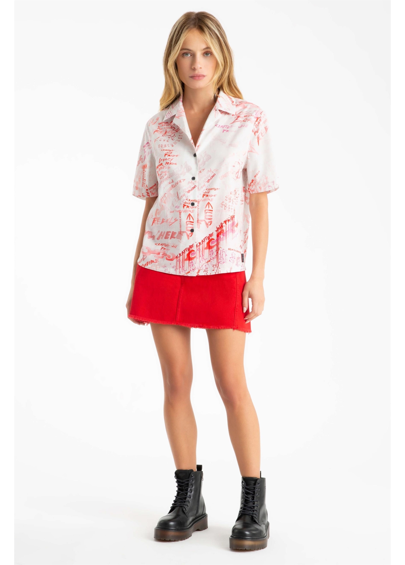 Blusa Water Lettering Americ Mc Vermelho