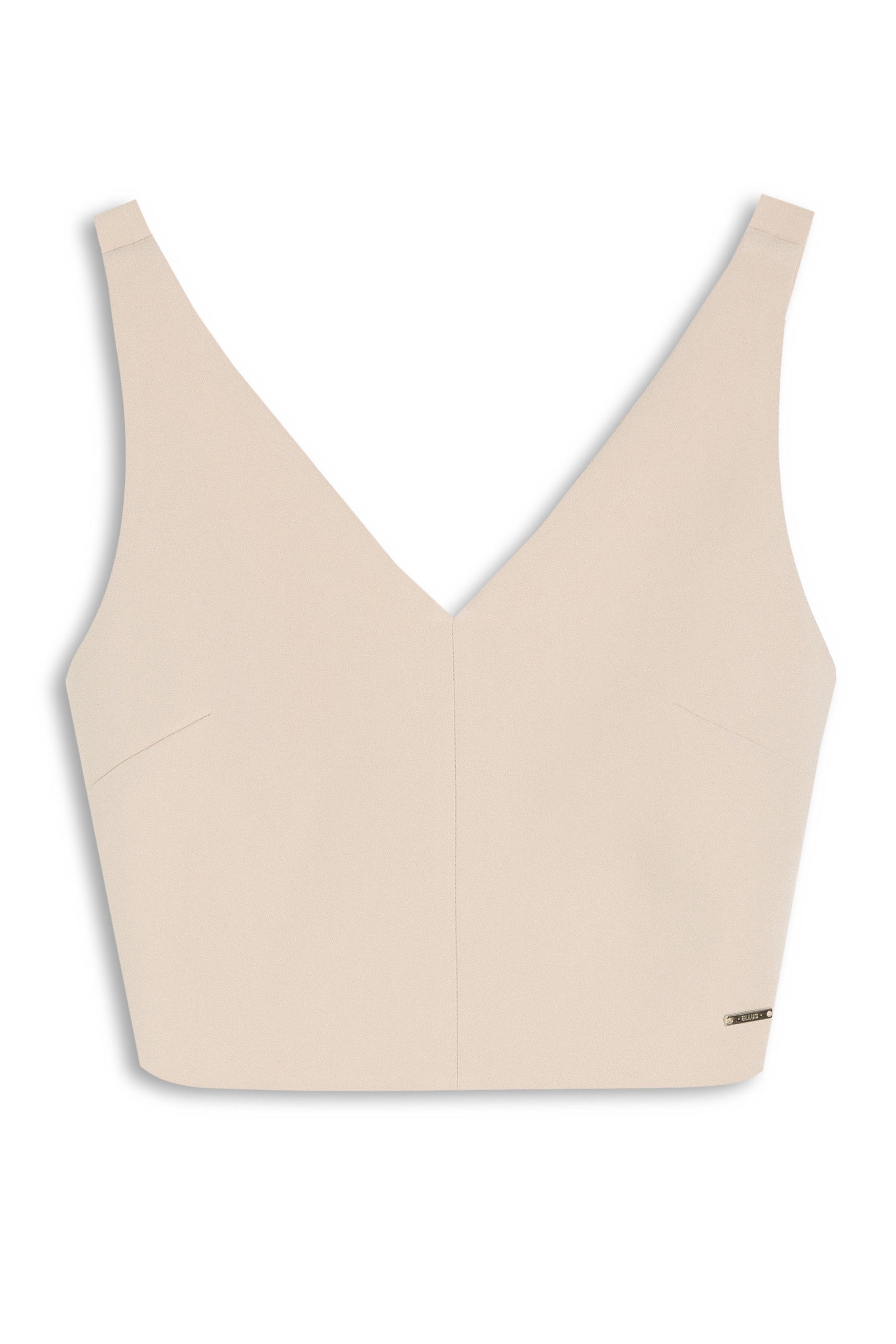 トップス oosll.v Blusa Way Neckline Cropped Nude