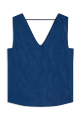 Blusa Wrinkled Sleeveless Azul Jeans