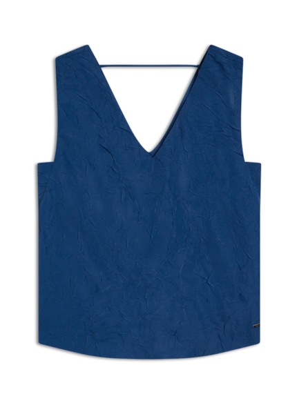 Blusa Wrinkled Sleeveless Azul Jeans