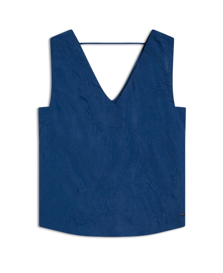 Blusa Wrinkled Sleeveless Azul Jeans