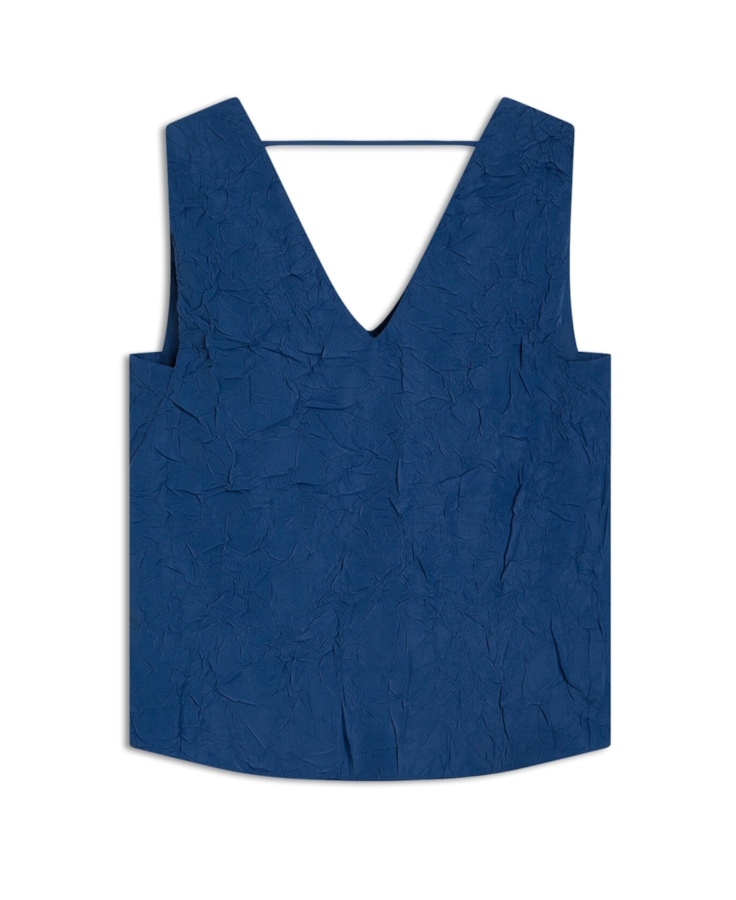 Blusa Wrinkled Sleeveless Azul Jeans