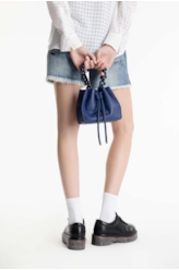 Bolsa Bucket Bag Apple Leather Azul Bic