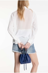 Bolsa Bucket Bag Apple Leather Azul Bic