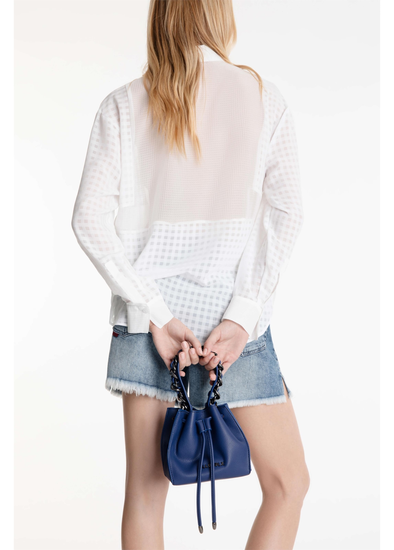 Bolsa Bucket Bag Apple Leather Azul Bic