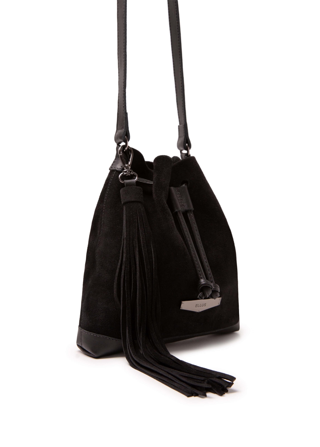 Bolsa Bucket Bag Faux Ellus Preto