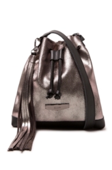 Bolsa Bucket Bag Faux Ellus Silver Gray