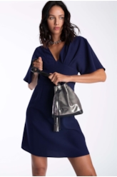 Bolsa Bucket Bag Faux Ellus Silver Gray