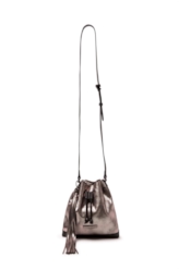 Bolsa Bucket Bag Faux Ellus Silver Gray