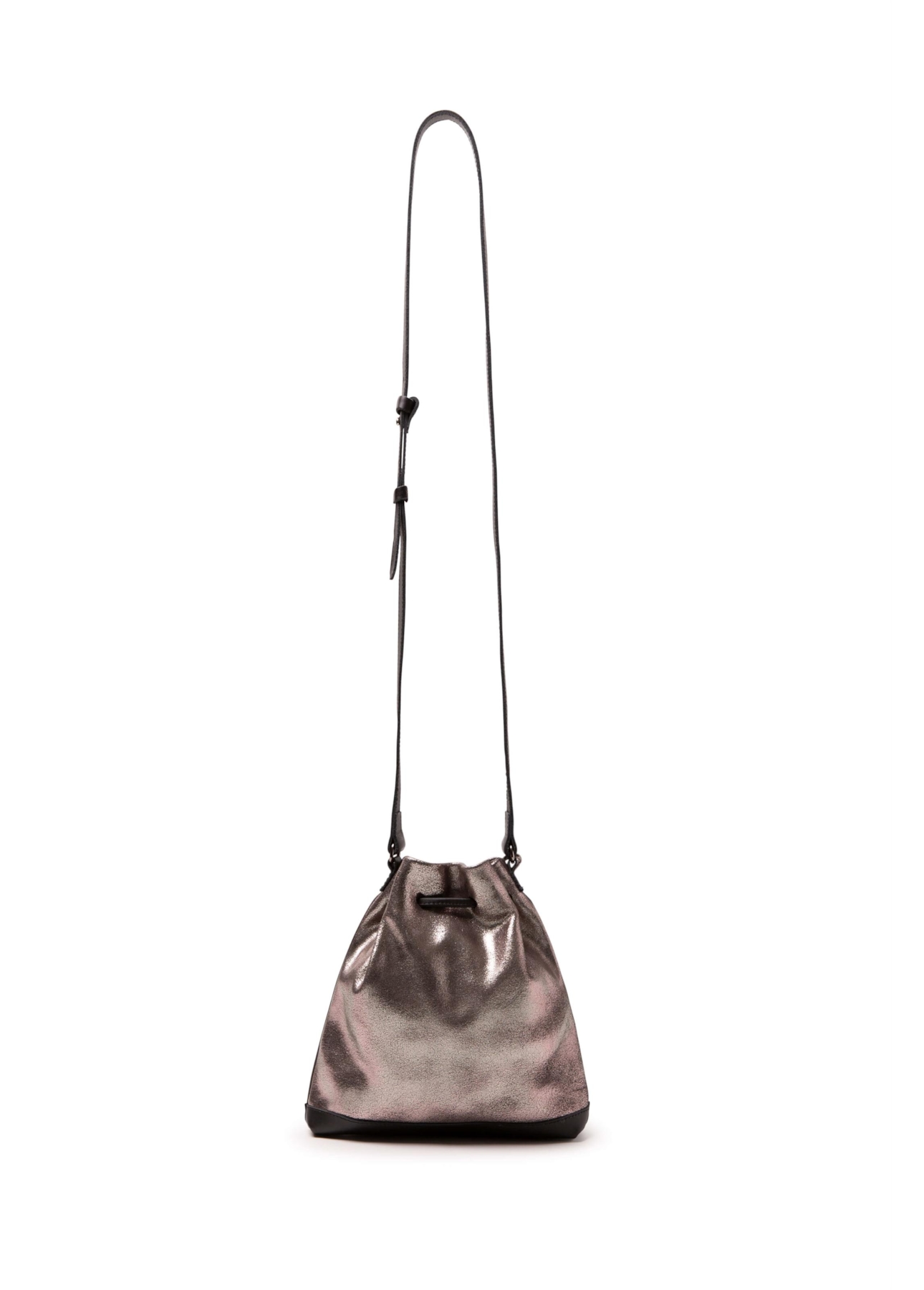 Bolsa Bucket Bag Faux Ellus Silver Gray