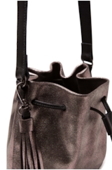 Bolsa Bucket Bag Faux Ellus Silver Gray