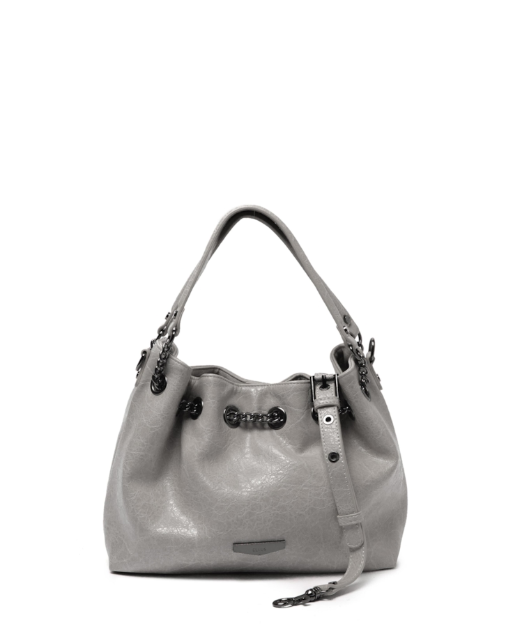 Bolsa Bucket Bag Steph Ellus Cinza Claro