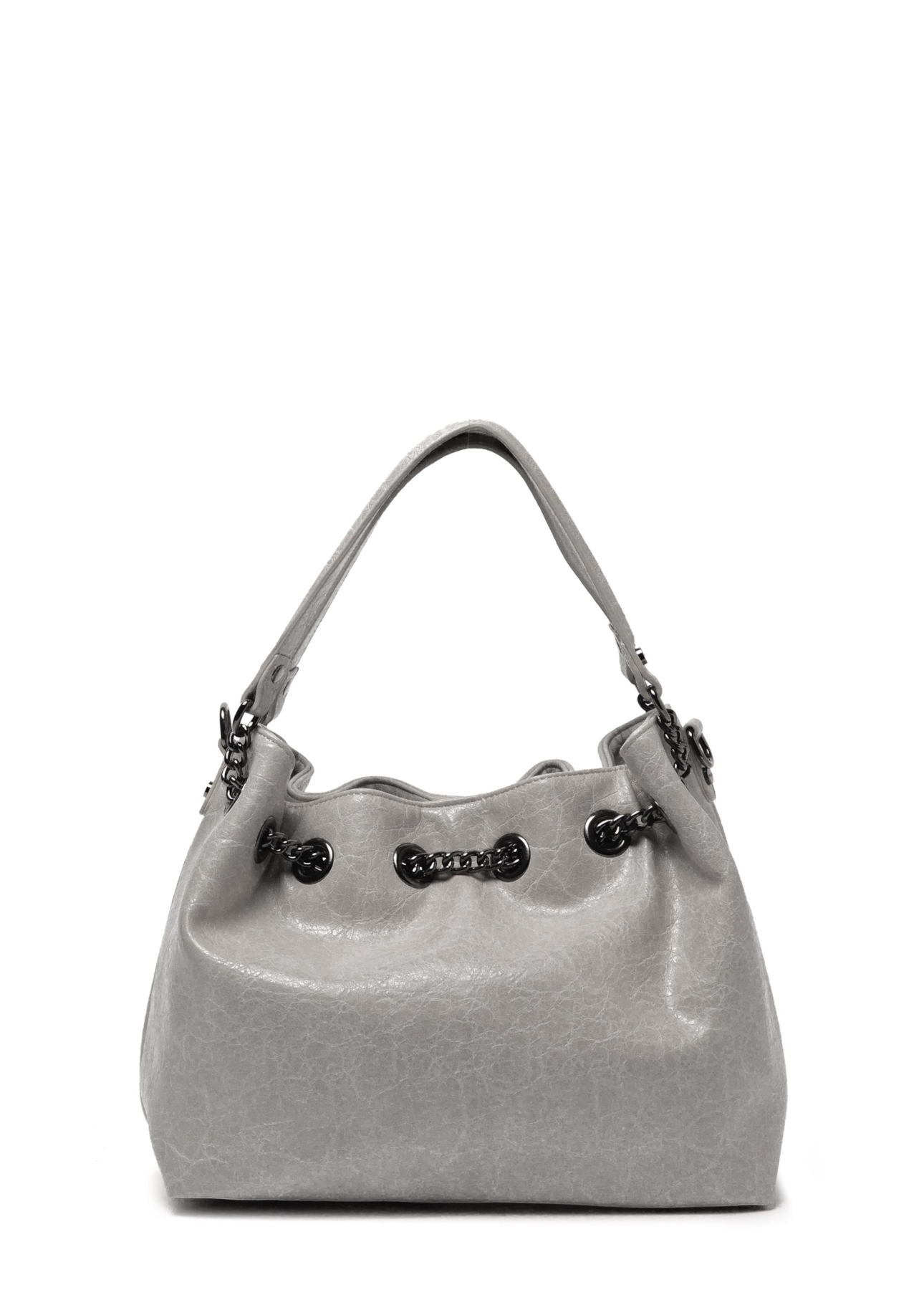 Bolsa Bucket Bag Steph Ellus Cinza Claro