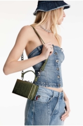 Bolsa Clutch Metal Detail Ellus Verde Oliva