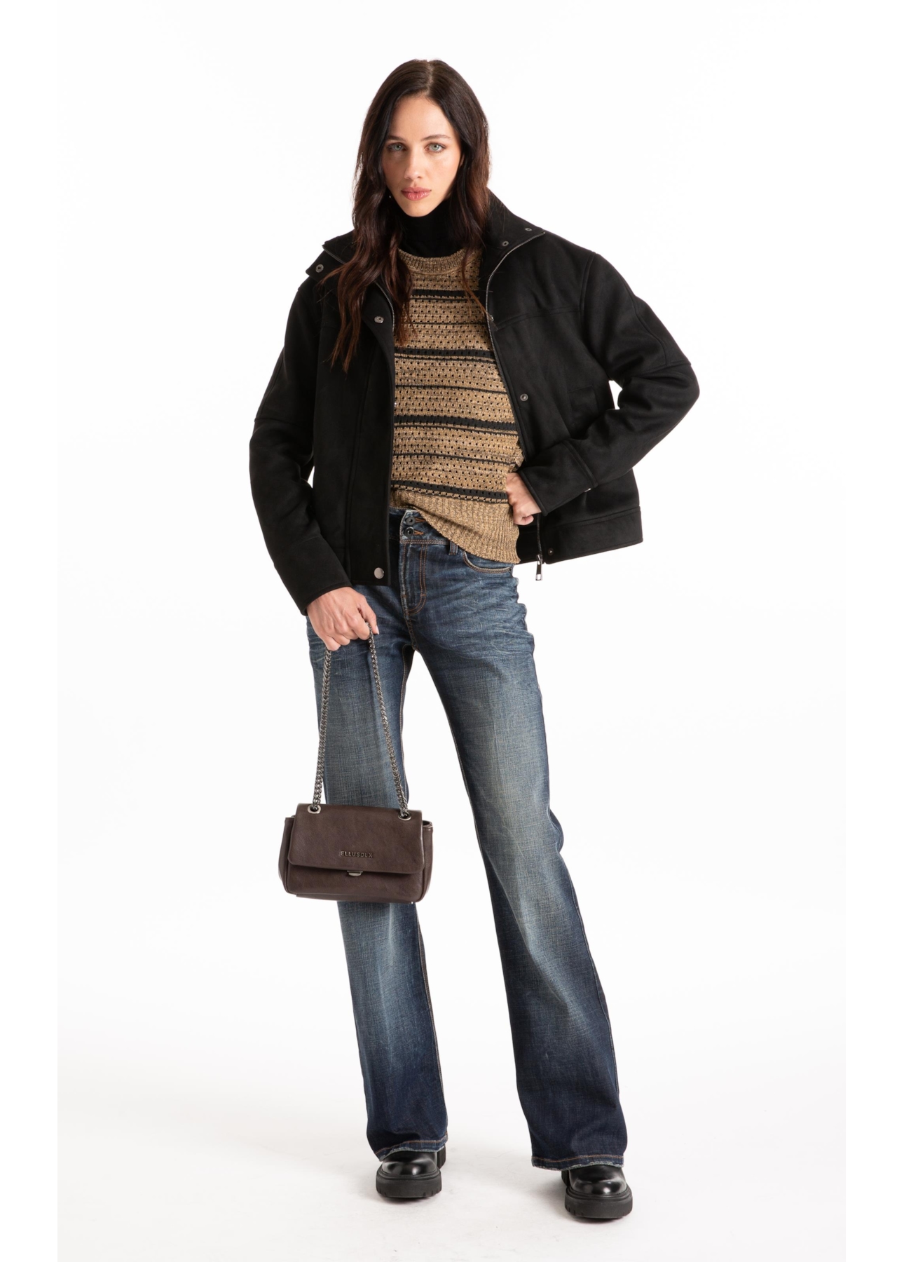 Bolsa Crossbody Millie Ellus Dark Brown