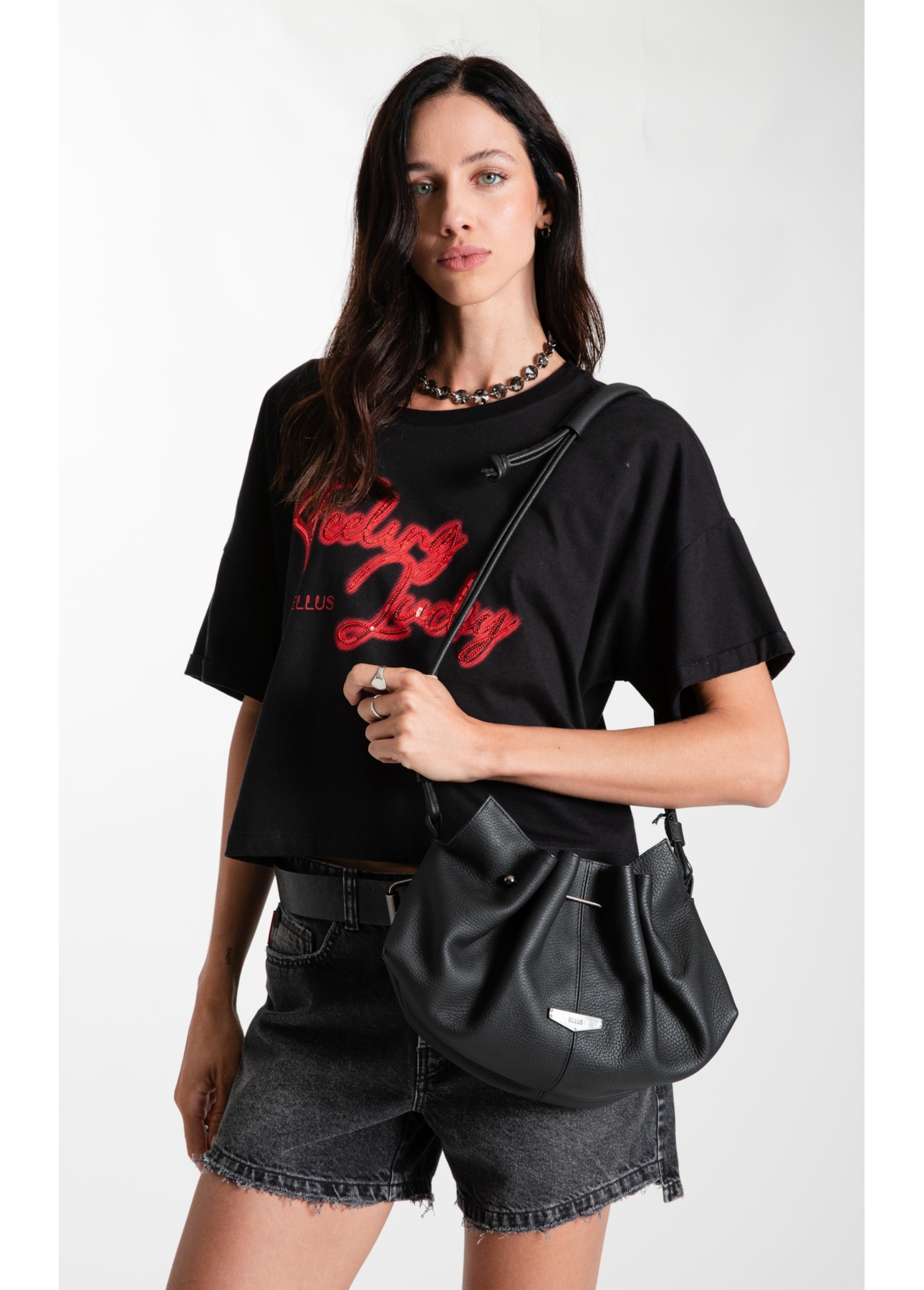 Bolsa de Ombro Ava Ellus  Preto
