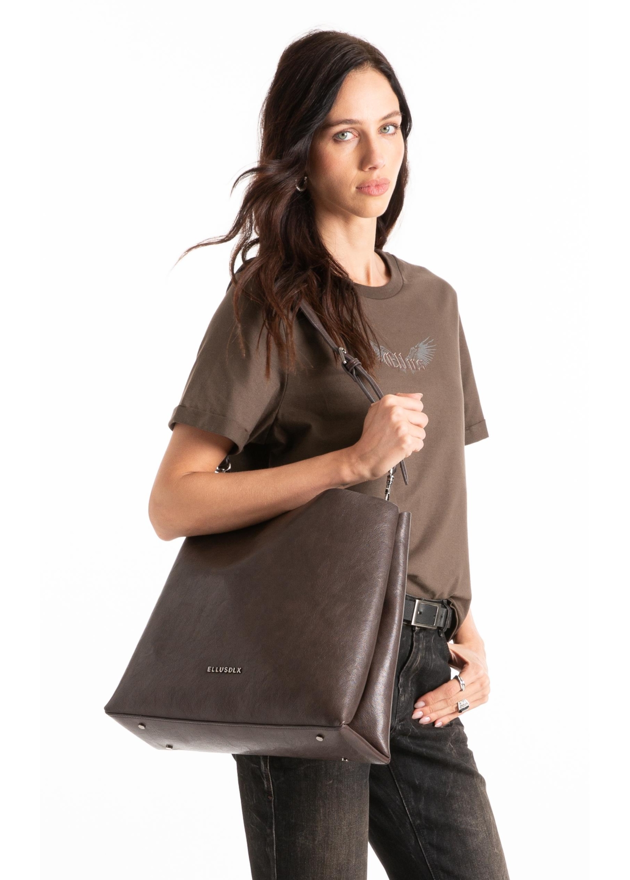 Bolsa Hobo Millie Ellus Dark Brown