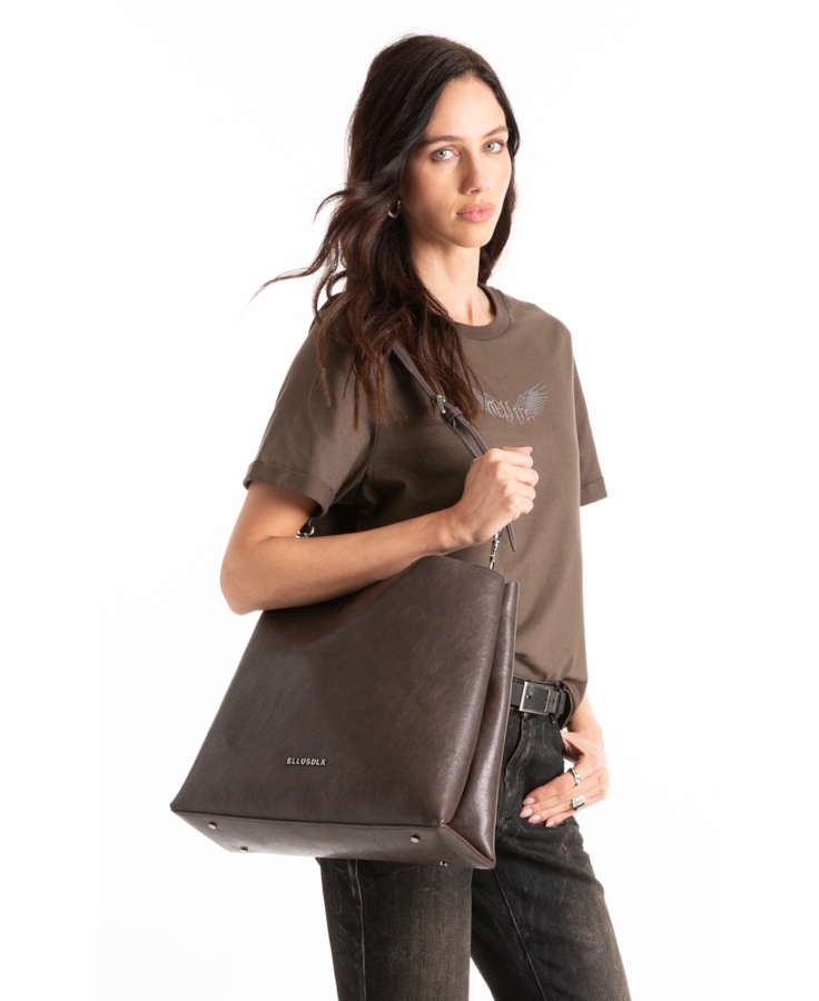Bolsa Hobo Millie Ellus Dark Brown