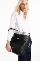 Bolsa Shoulder Bag Lock Samantha Preto