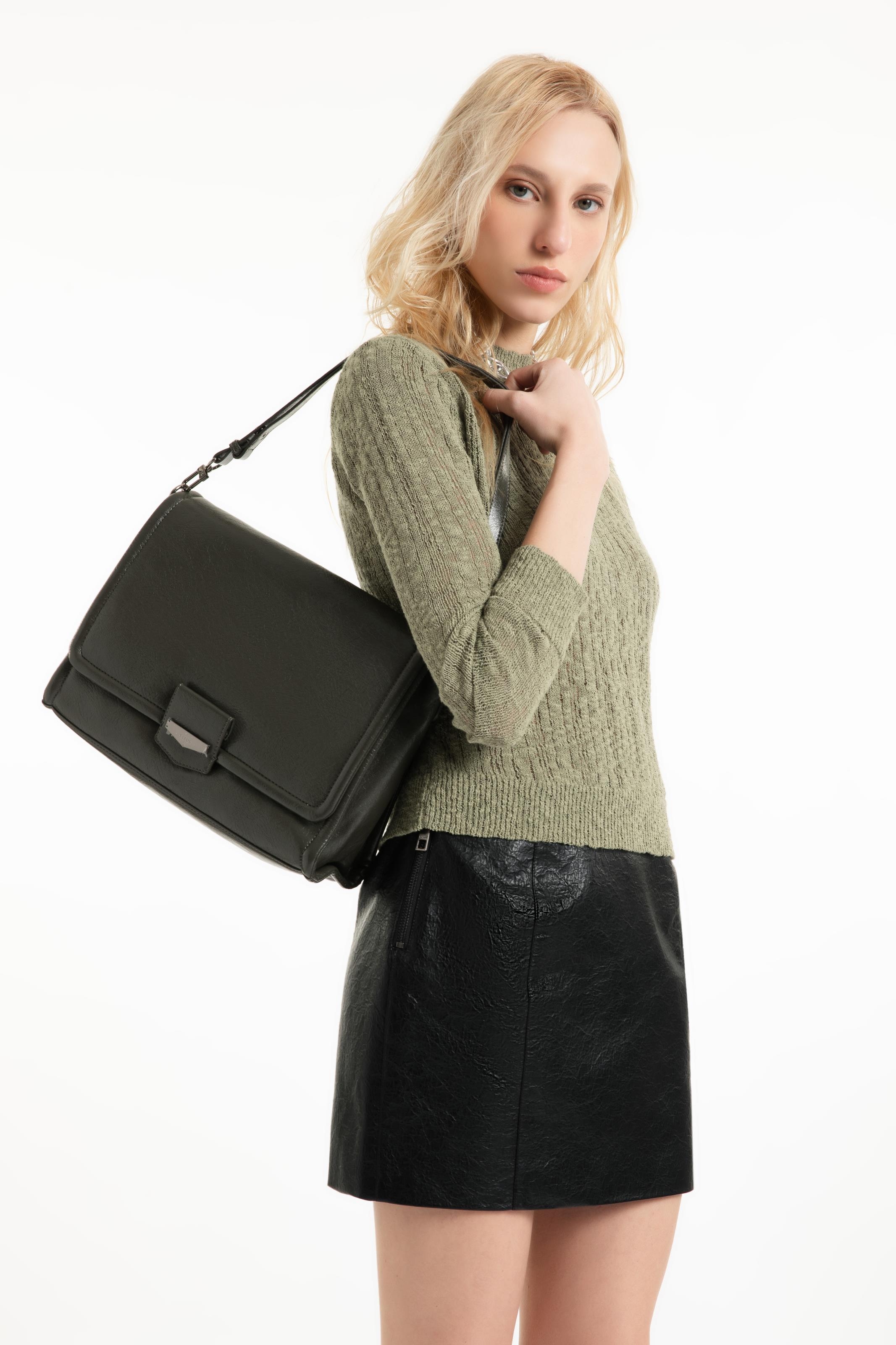 チャコールグレーXS Bolsa Shoulder Bag Megan Ellus Chumbo