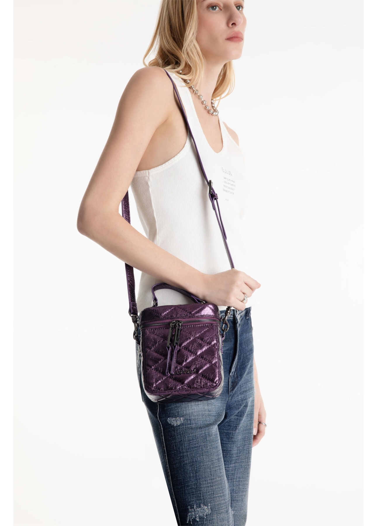 Bolsa Small Bag Quilted Deail Roxo