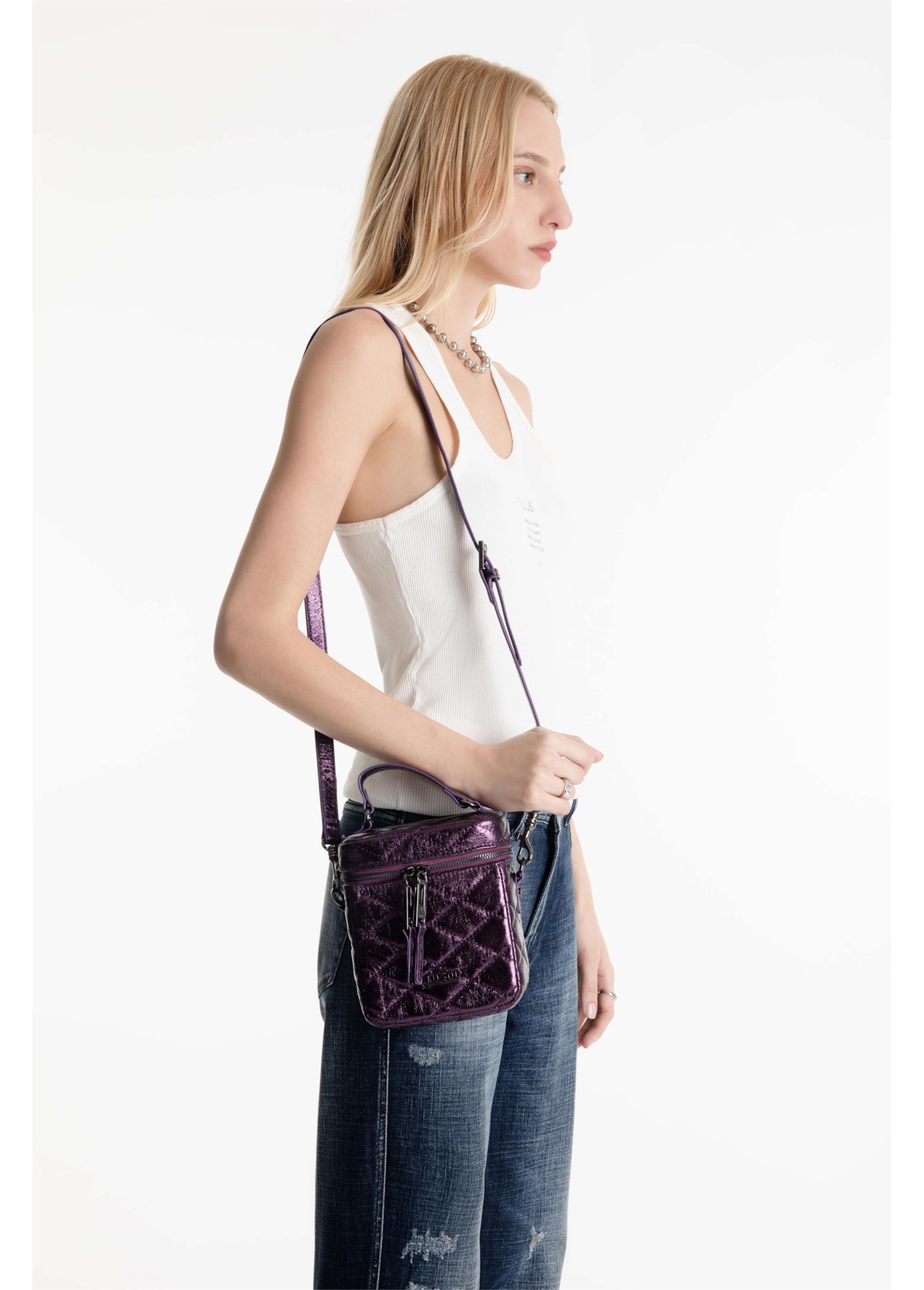 Bolsa Small Bag Quilted Deail Roxo