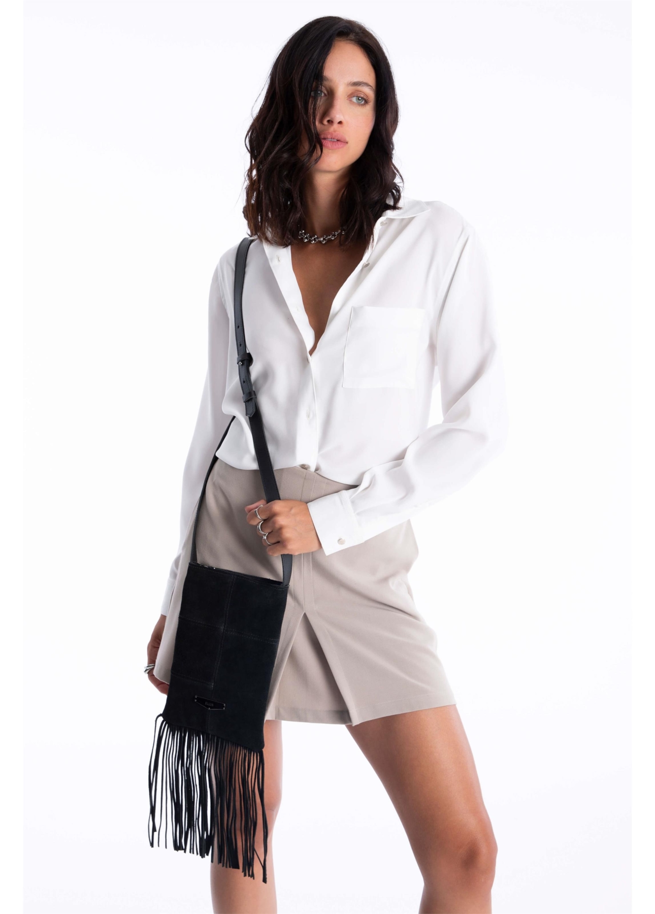 Bolsa Small Crossbody Bag Faux Ellus Preto