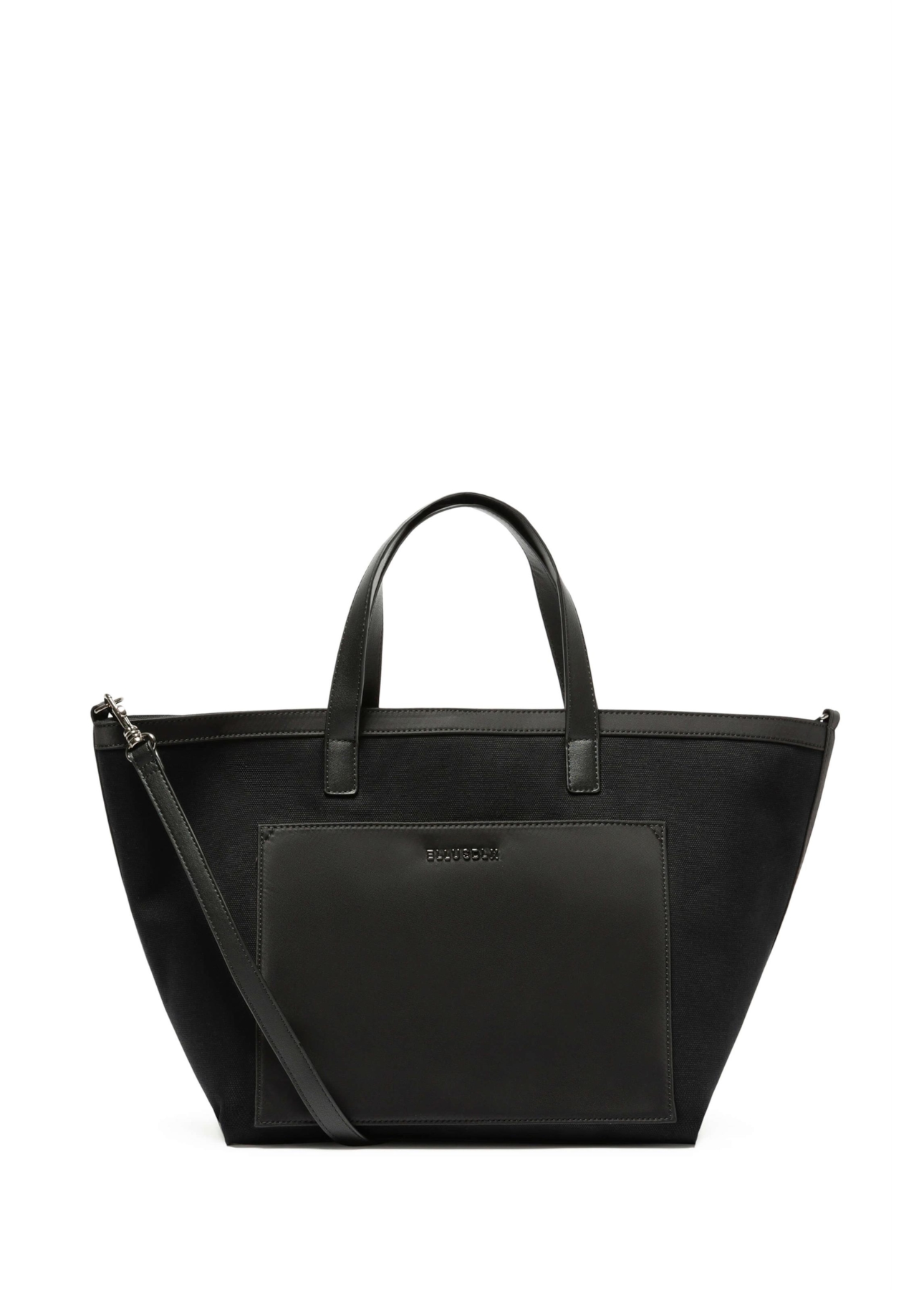 Bolsa Tote Bag Canvas Leather Ellus Preto
