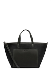 Bolsa Tote Bag Canvas Leather Ellus Preto