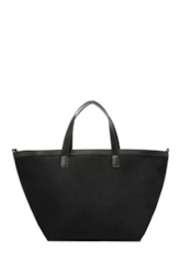 Bolsa Tote Bag Canvas Leather Ellus Preto