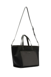 Bolsa Tote Bag Canvas Leather Ellus Preto