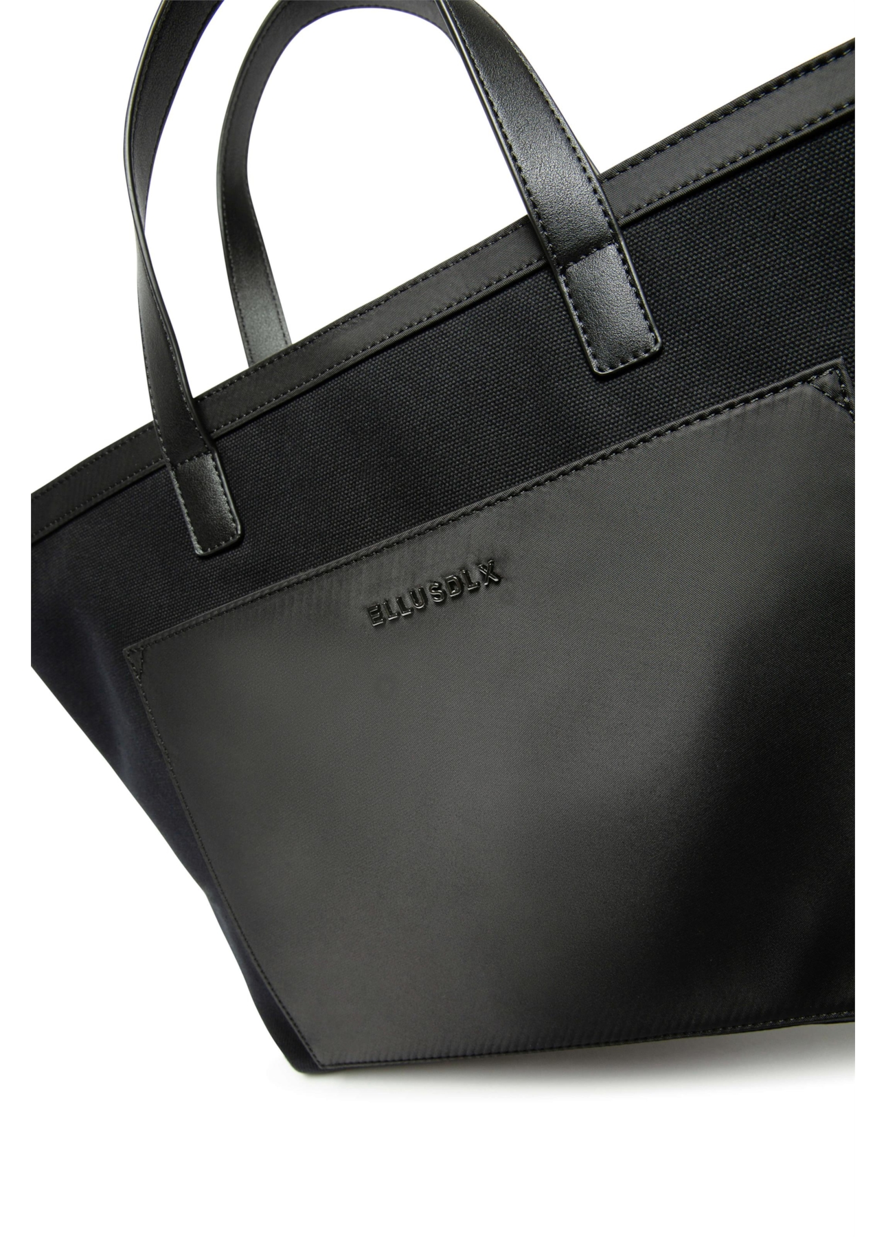 Bolsa Tote Bag Canvas Leather Ellus Preto