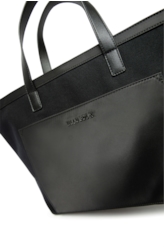 Bolsa Tote Bag Canvas Leather Ellus Preto