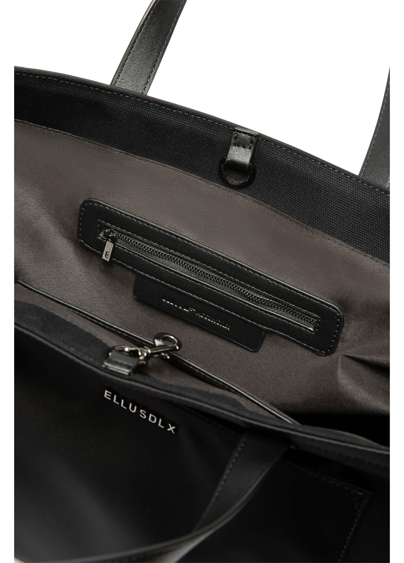 Bolsa Tote Bag Canvas Leather Ellus Preto