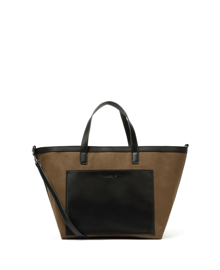Bolsa Tote Bag Canvas Leather Ellus Tabaco