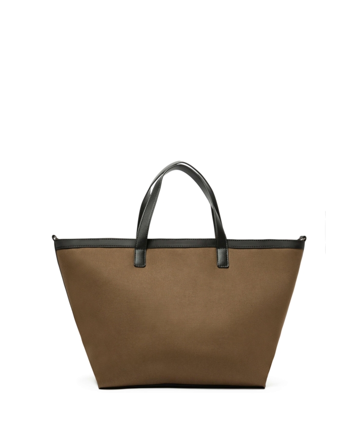 Bolsa Tote Bag Canvas Leather Ellus Tabaco