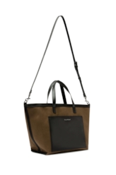 Bolsa Tote Bag Canvas Leather Ellus Tabaco