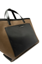 Bolsa Tote Bag Canvas Leather Ellus Tabaco