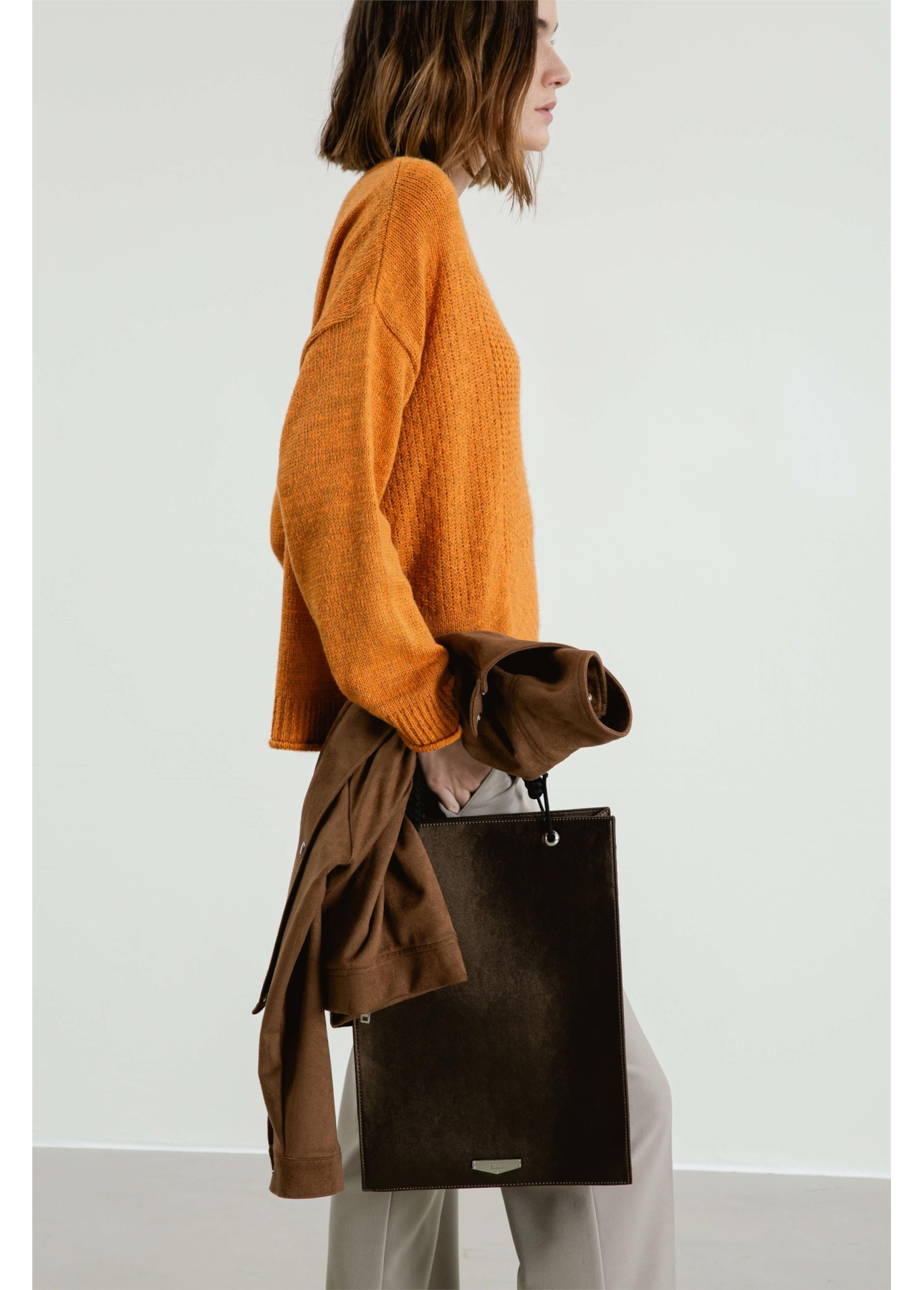 Bolsa Tote Bag Minimal Ellus Dark Brown