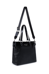 Bolsa Tote Bag Soft Techno Leather Ellus Preto