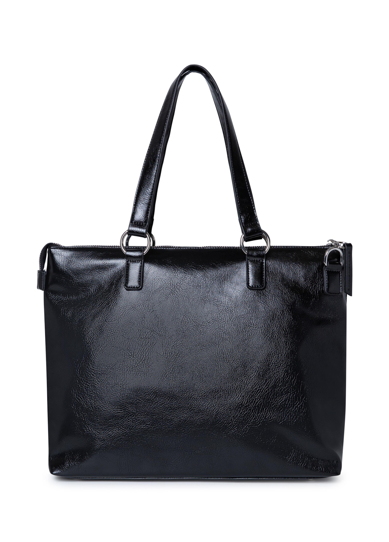Bolsa Tote Bag Soft Techno Leather Ellus Preto