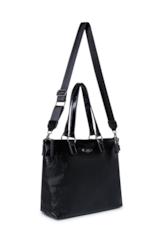 Bolsa Tote Bag Soft Techno Leather Ellus Preto