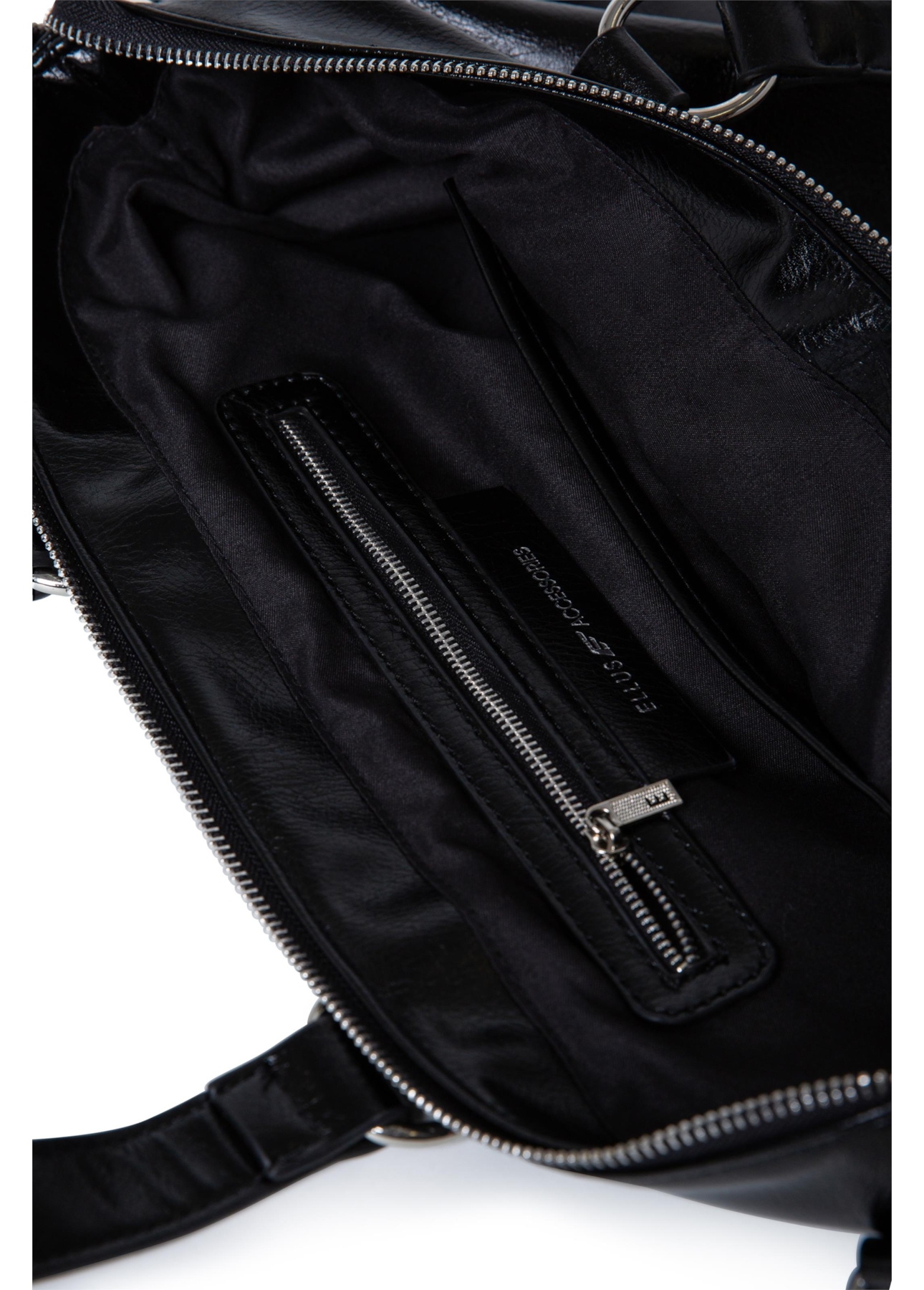Bolsa Tote Bag Soft Techno Leather Ellus Preto