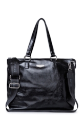 Bolsa Tote Bag Soft Techno Leather Ellus Preto
