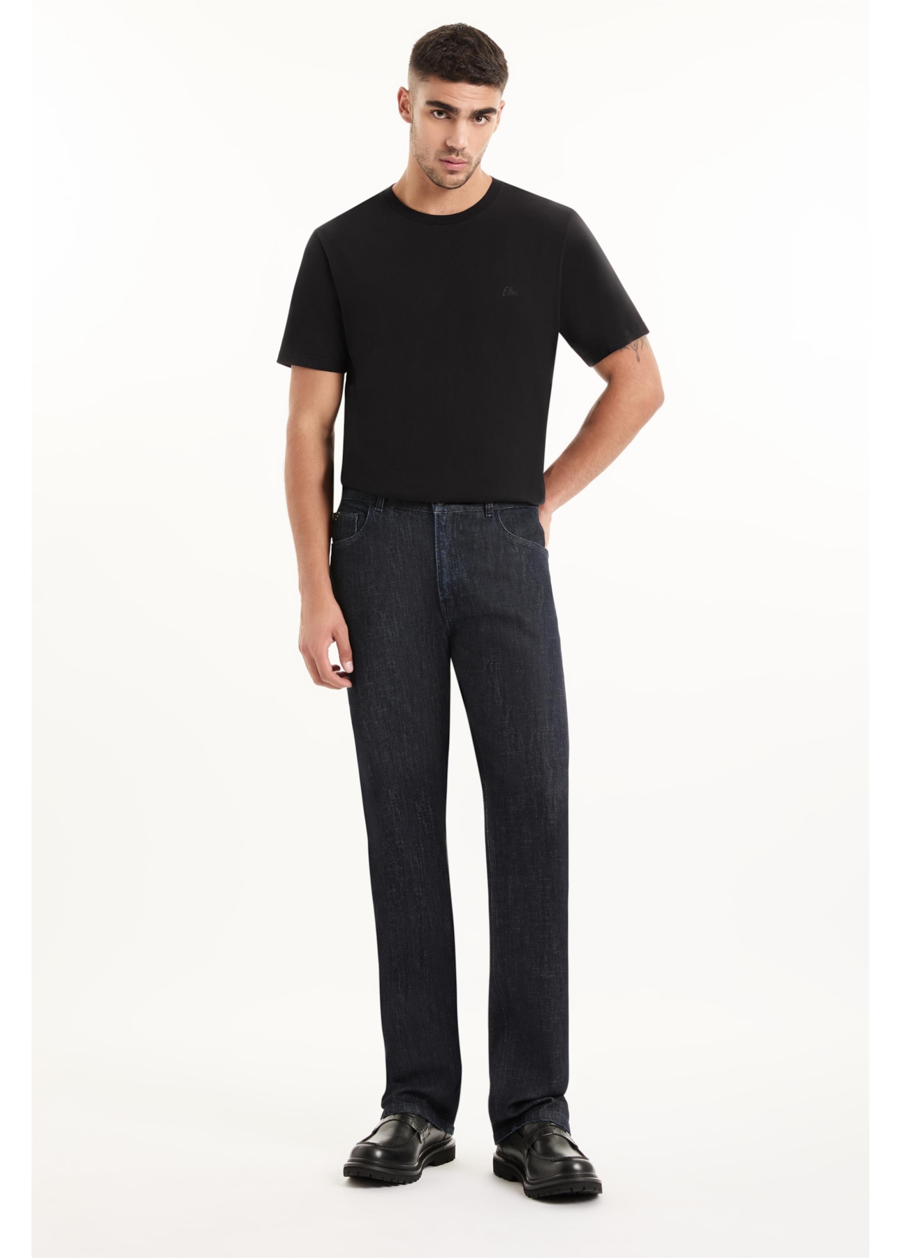 Calça Blue Cross Straight Filigrana Lav. Amaciado C/ Resina