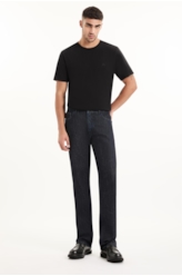 Calça Blue Cross Straight Filigrana Lav. Amaciado C/ Resina