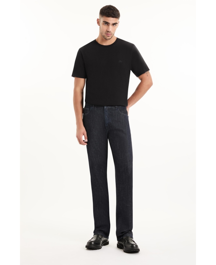 Calça Blue Cross Straight Filigrana Lav. Amaciado C/ Resina