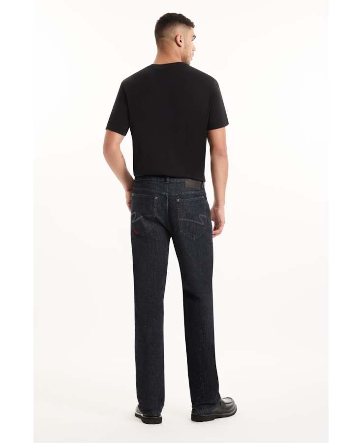Calça Blue Cross Straight Filigrana Lav. Amaciado C/ Resina
