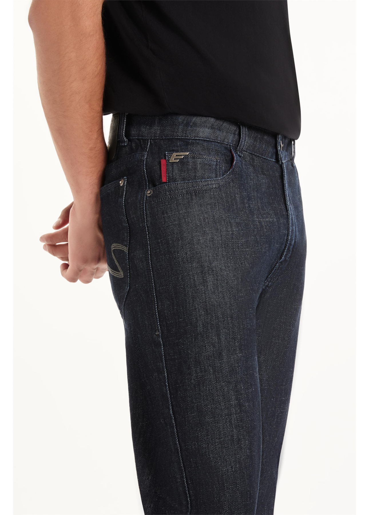 Calça Blue Cross Straight Filigrana Lav. Amaciado C/ Resina