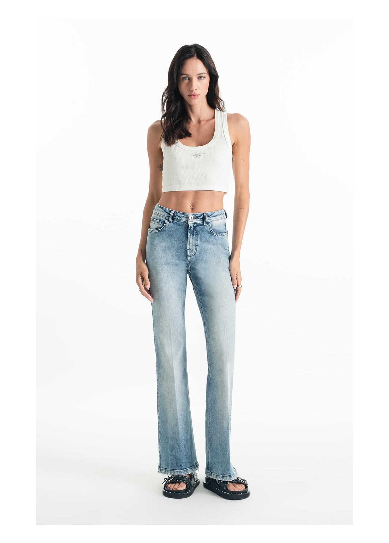 Calça Classic Denim Elastic Flare Lav.Claro